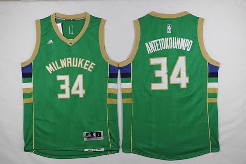 NBA Milwaukee Bucks #34 Antetokounmpo green jersey