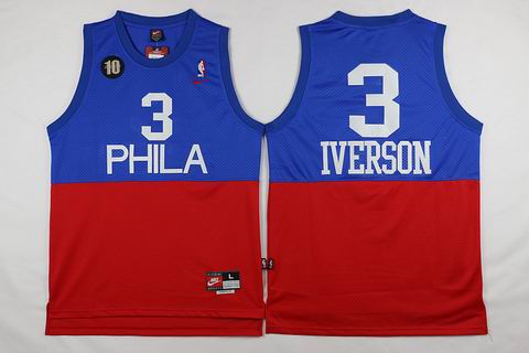NBA Philadelphia 76ers #3 Allen Iverson jersey blue red