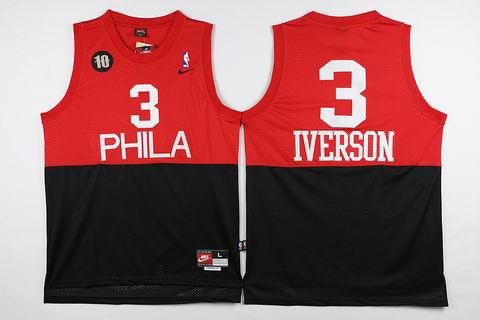 NBA Philadelphia 76ers #3 Allen Iverson jersey red black