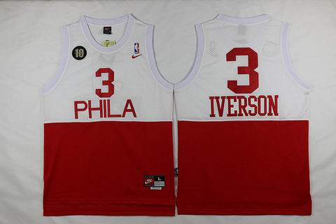 NBA Philadelphia 76ers #3 Allen Iverson jersey white red