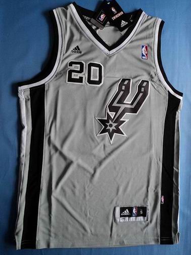 NBA San Antonio Spurs 20 Ginobili grey jersey