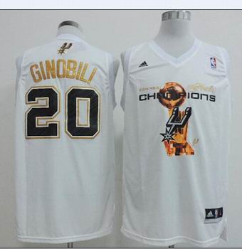 NBA San Antonio Spurs 20 Ginobili white Champions jersey