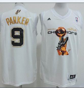 NBA San Antonio Spurs 9 Parker white Champions jersey