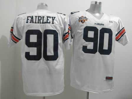 NCAA Auburn Tigers 90 Nick Fairley white College Football Jersey champions patch