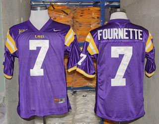 NCAA LSU Tigers 7 Fournette Purple college football jersey