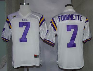 NCAA LSU Tigers 7 Fournette white college football jersey