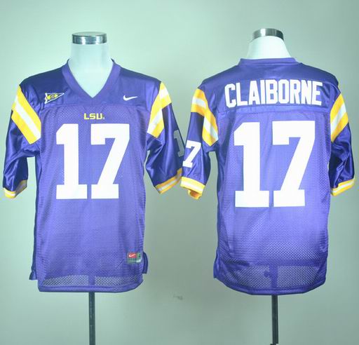 NCAA LSU Tigers Morris Claiborne 17 Purple College Football Jersey