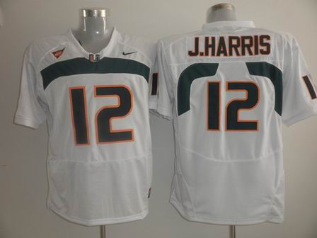 NCAA Miami Hurricanes 12 Jacory Harris White jersey
