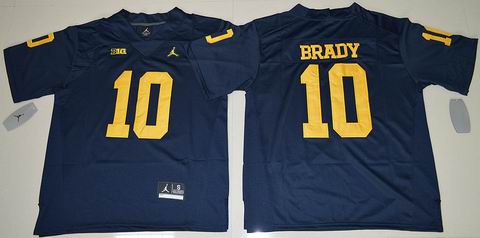 NCAA Michigan Wolverines #10 Tom Brady College Football Jersey Navy Blue