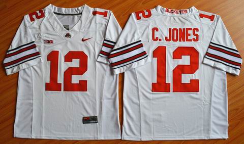 NCAA Ohio State Buckeyes #12 C. Jones white college football jersey