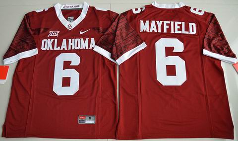 NCAA Oklahoma Sooners #6 Baker Mayfield College Football Jersey Crimson