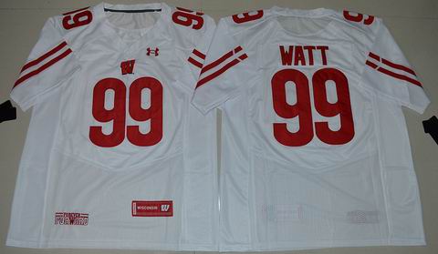 NCAA Under Armour Wisconsin Badgers #99 J.J Watt College Football Jersey White