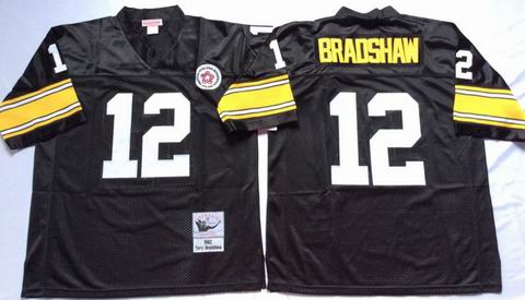 NFL Pittsburgh Steelers #12 Bradshaw black throwback jersey