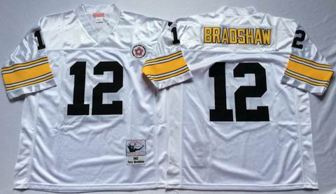 NFL Pittsburgh Steelers #12 Bradshaw white throwback jersey