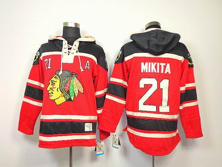 NHL Chicago Blackhawks 21 Mikita Red Hoodies Jersey Old Time Hockey
