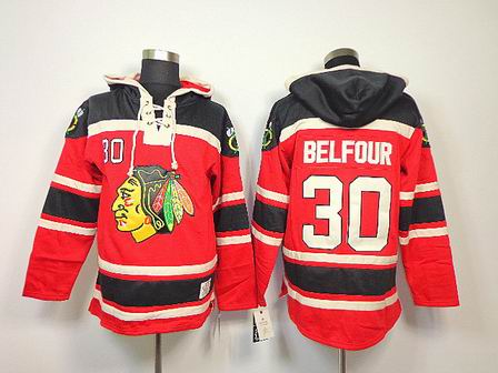 NHL Chicago Blackhawks 30 Belfour Red Hoodies Jersey Old Time Hockey