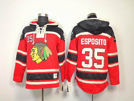 NHL Chicago Blackhawks 35 Esposito Red Hoodies Jersey Old Time Hockey