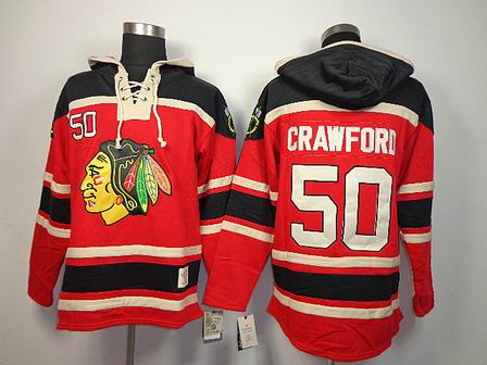 NHL Chicago Blackhawks 50 Crawford Red Hoodies Jersey Old Time Hockey