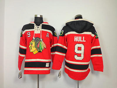 NHL Chicago Blackhawks 9 Bobby Hull Red Hoodies Jersey Old Time Hockey