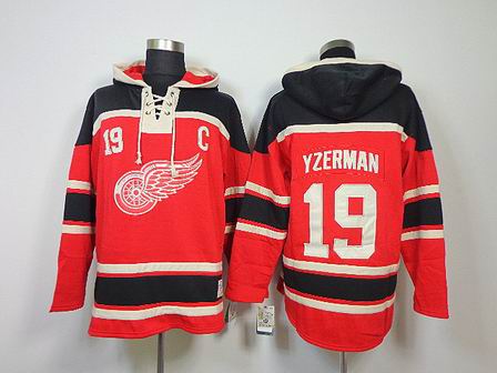 NHL Detroit Red Wings 19 Yzerman red Hoodies Jersey