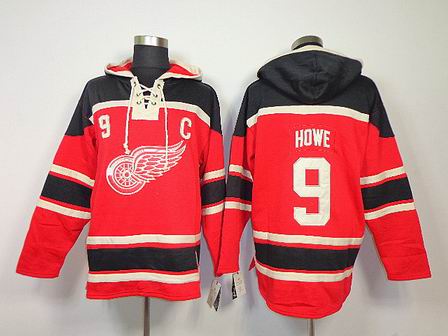 NHL Detroit Red Wings 9 Howe red Hoodies Jersey