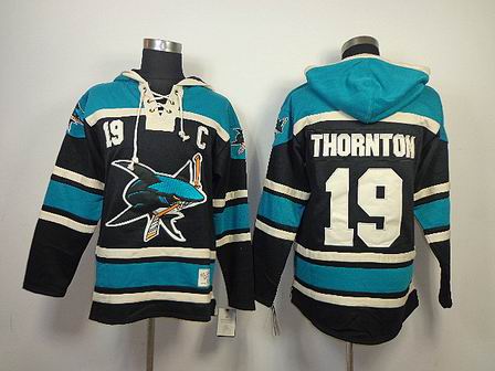 NHL San Jose Sharks 19 Thornton black Hoodies Jersey