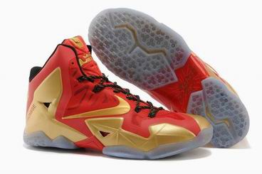 Nike Lebron James 11 shoes red golden