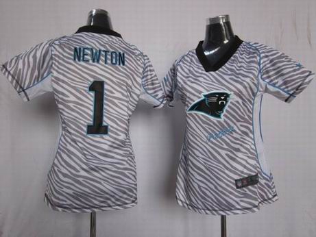 Nike NFL Carolina Panthers 1 Newton women zebra fashion jersey