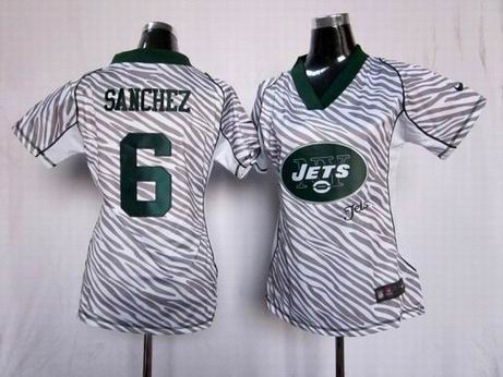 Nike NFL New York Jets 6 Sanchez women zebra fashion jersey