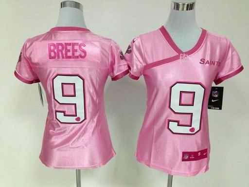 Nike New Orleans Saints 9 Brees Love Pink Women NFL Jersey