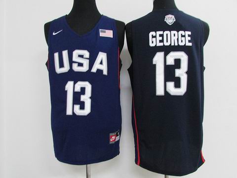 Olympic Basketball USA #13 George blue jersey