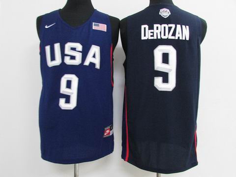 Olympic Basketball USA #9 DeROZAN blue jersey