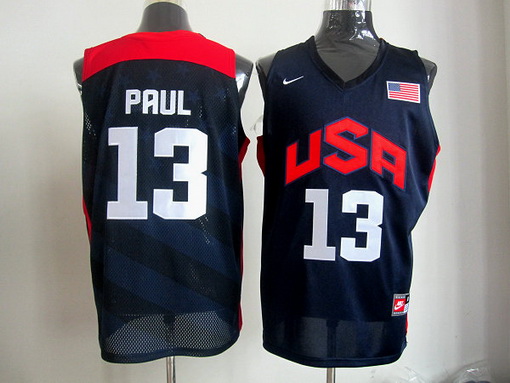 USA Olympic basketball jersey USA 13 Paul blue