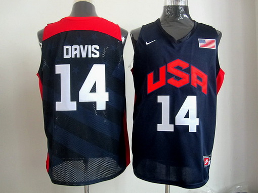 USA Olympic basketball jersey USA 14 Davis blue