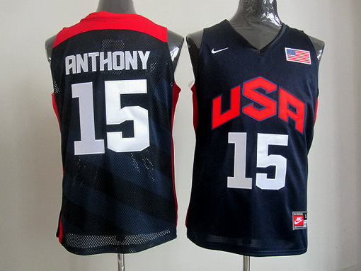 USA Olympic basketball jersey USA 15 Anthony blue