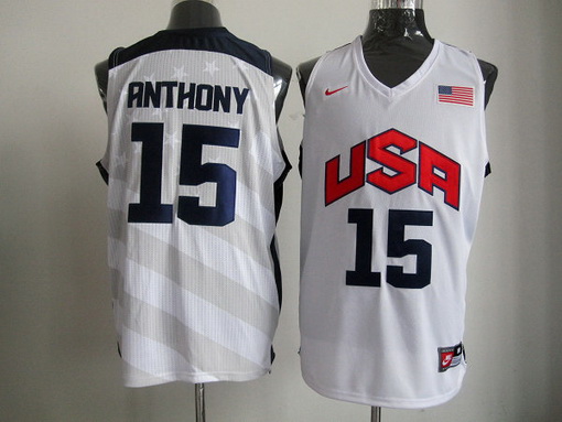 USA Olympic basketball jersey USA 15 Anthony white