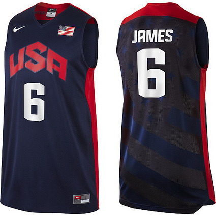 USA Olympic basketball jersey USA 6 James blue