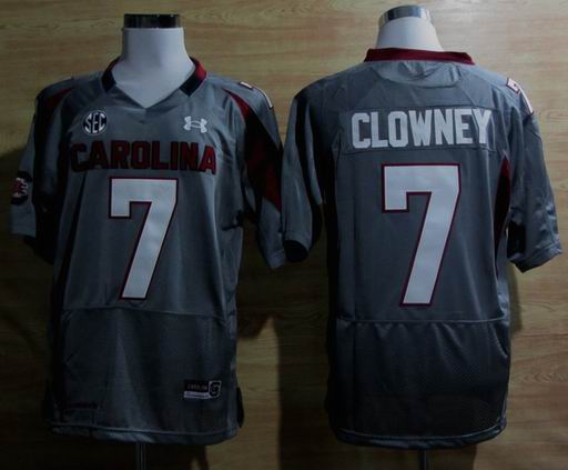 Under Armour South Carolina Javedeon Clowney 7 New SEC Patch NCAA Football - Grey