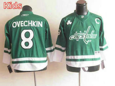 Washington Capitals 8 Alex Ovechkin Kids Jersey Green Hockey 2011