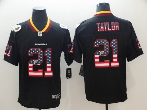 Washington Redskins #21 Taylor light out black USA Flag rush jersey