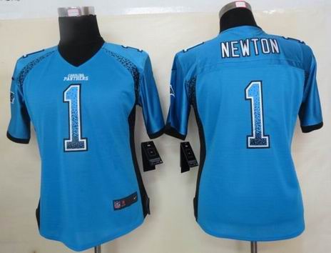 Women 2013 NEW Nike Carolina Panthers 1 Newton Drift Fashion Blue Elite Jerseys