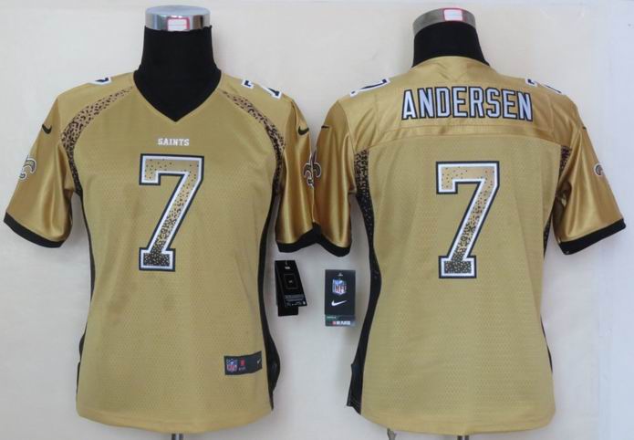 Women 2013 NEW Nike New Orleans Saints 7 Andersen Drift Fashion Gold Elite Jerseys