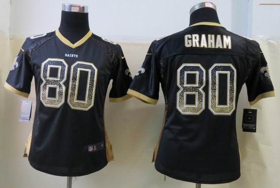 Women 2013 NEW Nike New Orleans Saints 80 Graham Drift Fashion Black Elite Jerseys
