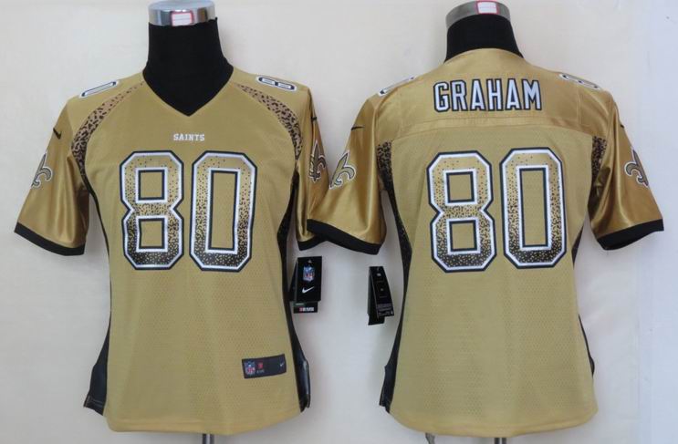 Women 2013 NEW Nike New Orleans Saints 80 Graham Drift Fashion Gold Elite Jerseys