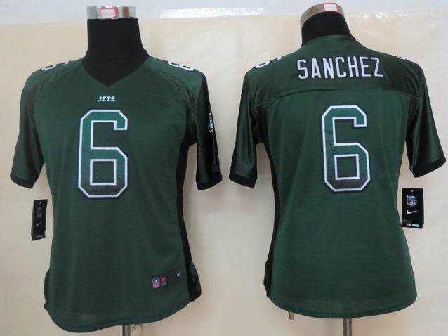 Women 2013 NEW Nike New York Jets 6 Sanchez Drift Fashion Green Elite Jerseys