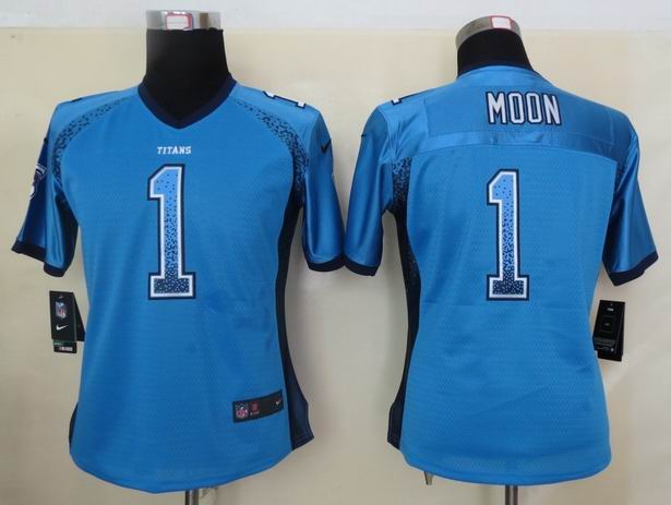 Women 2013 NEW Nike Tennessee Titans 1 Moon Drift Fashion Blue Elite Jerseys