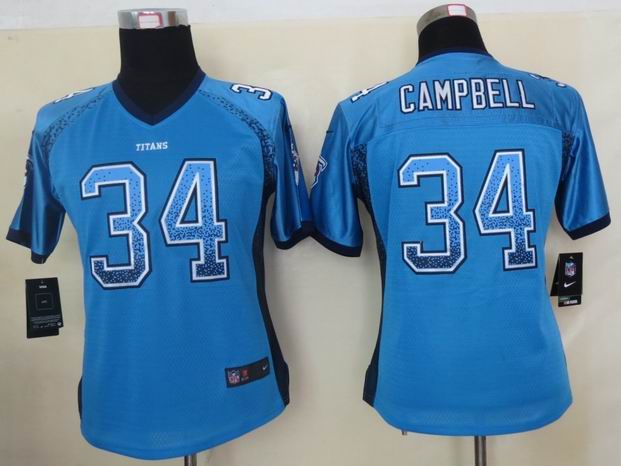 Women 2013 NEW Nike Tennessee Titans 34 Campbell Drift Fashion Blue Elite Jerseys