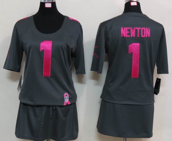 Women Nike Carolina Panthers 1 Newton Elite breast Cancer Awareness Dark grey Jersey