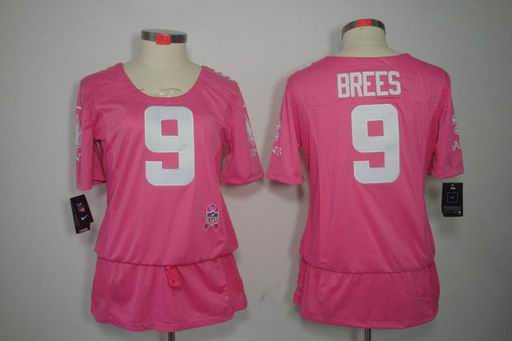 Women Nike NFL New Orleans Saints 9 Brees Cancer Awareness Pink Jersey