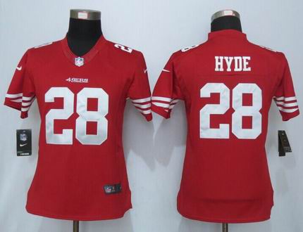 Women Nike nfl San Francisco 49ers 28 Hyde Red Elite Jersey